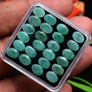 24 Pcs Natural Colombian Emerald Unheated 7mm 5mm Oval Faceted Cut Gemstones Lot - Picture 1 of 4