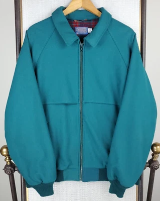 VTG PENDLETON Mens Size Large Turquoise 100% Virgin Wool Bomber Jacket USA Made - Image 1 of 4