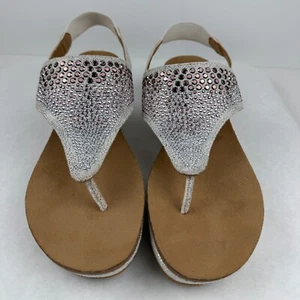 White Mountain Womens Safari White Slingback Sandals Embellished Size 8.5M - Picture 1 of 14