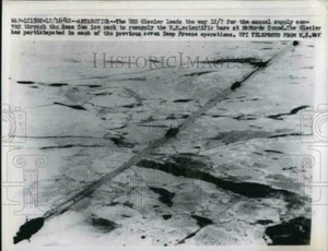 1962 Press Photo Aerial View USS Glacier Cutting Ross Sea Ice Pack, Antarctica - Picture 1 of 2