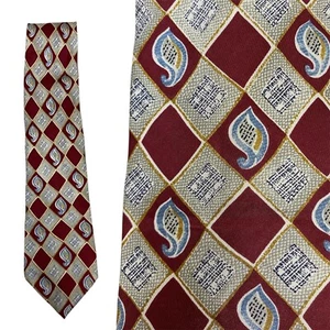 Vintage 100% Seide Paisley Krawatte Beige Rot Krawatte Mod Made In Italy - Bild 1 von 4