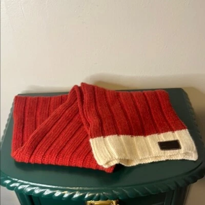 Coach Wool Angora Blend Rust Red and Ivory Scarf 58 x 7.5 - Image 1 of 4