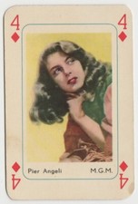 Pier Angeli vintage 1950s Maple Leaf Playing Card of Film Star 4D