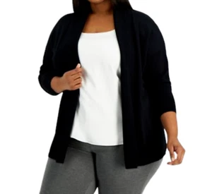 Alfani Cardigan Sweater Womens Plus size 0X Black Open Front Knit New - Picture 1 of 8