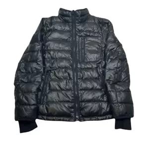 J.Crew Down Filled Puffer Jacket Womens XS Black Quilted Zip Up Nylon - Picture 1 of 11
