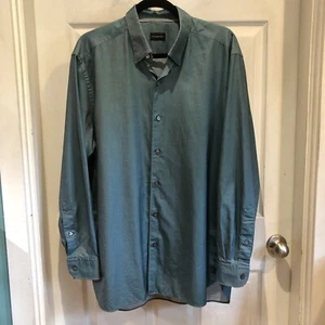 Ermenegildo Zegna Dress XL Shirt Blue Teal Long Sleeve Cotton Men's - Picture 1 of 9