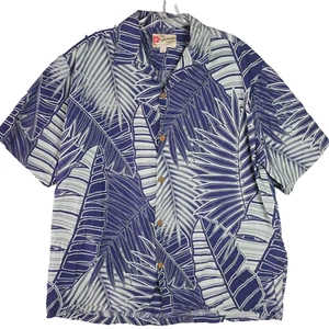 Camisa Hawaiana Hilo Hatties De Colección Para Hombre XL Azul Floral Botón Manga Corta - Imagen 1 de 12
