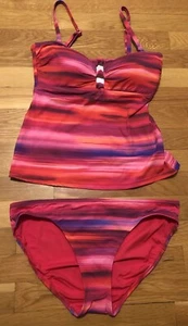 Lauren Ralph Lauren Womens Swimsuit Tankini Top 8 Pink Multi Ombre Womens - Picture 1 of 9