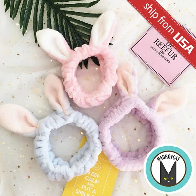 Rabbit Bunny Ear Cute Hair Band Headband Make up Fast Dry Towel Bath Head Wrap - Image 1 of 3