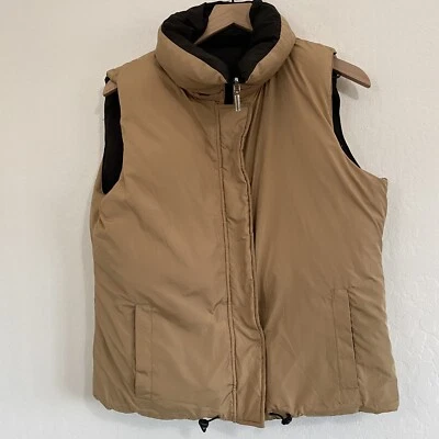 Chaleco Siena Studio Mujer’s M Marrón Negro Reversible Puff Cremallera Pato Plumón Relleno Foto 1 de 4