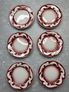 Vintage JACKSON CHINA Cook’s RESTAURANT WARE Red Scroll Airbrushed TELLER SET/6 - Bild 1 von 21