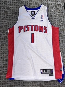 Herren Large Vintage Reebok NBA Home Detroit Pistons Chauncey Billups #1 weiß Trikot - Bild 1 von 10