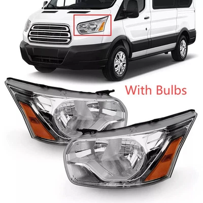 For 2014-2024 Ford Transit 150 250 350 Headlight w/Bulbs Left&Right Pair Side - Image 1 of 4