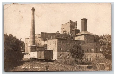 WILLIAM GEBHARD BREWERY RPPC beer ~ Morris Illinois ~ on ROCK ISLAND RAILROAD - Image 1 of 2