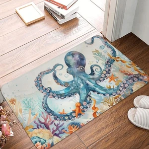Octopus Fußmatte für Eingang, Küste Maritim Ozean Sea Life Indoor Türmatte... - Bild 1 von 6