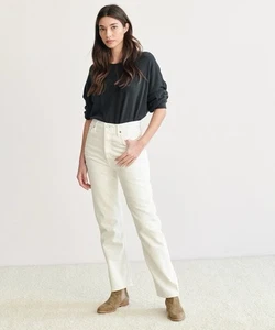 Pantalones de mezclilla Agolde para mujer blancos años 90 cintura pellizcada tiro alto botón recto mosca talla 28 - Imagen 1 de 21