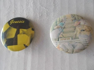 GENESIS ORIGINAL PAIR OF VINTAGE BUTTONS / PINBACKS CICA 1980'S IN NICE COND - Picture 1 of 4