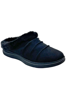 Clarks Cloudsteppers Faux Fur Clogs - Breeze Willow Black - Image 1 of 3