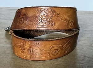 Cinturón de cuero vintage mecanizado a mano motocicletas chopper años 70’s 60’s hebilla Transtar - Imagen 1 de 10