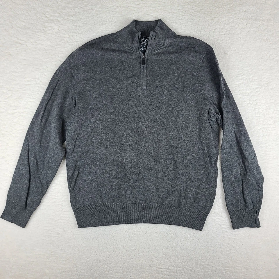 Jos A Bank Traveler Sweater Mens Medium Dark Gray Pima Cotton Sweatshirt - Image 1 of 4