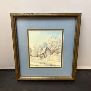 Laurine Kimmel Plumpsklo Aquarell Unikat Original 6,5x7,5" Passepartout gerahmt - Bild 1 von 4