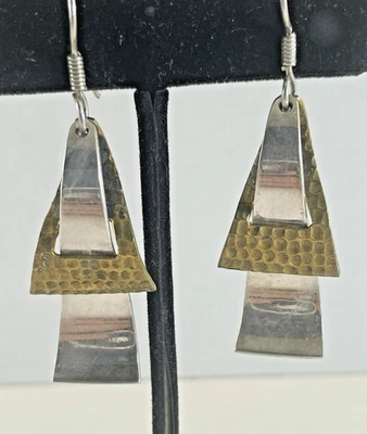 Pendientes de ley martillados Art Deco México Foto 1 de 4