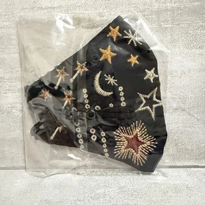 Johnny Was Celestial Embroidered Face Mask Brand New Moon Shooting Stars - Picture 1 of 2