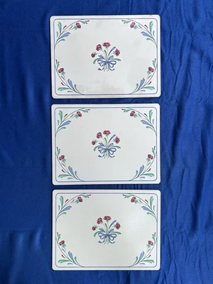 Lenox POPPIES ON BLUE 3 Corkboard Placemats 15.75x11.75 Discontinued Set - Image 1 of 4