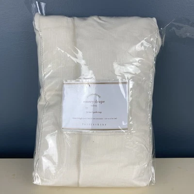 Pottery Barn Foundations Emery 3 in 1 Pole Top Drape Panel Curtain 50x 108 Ivory - Image 1 of 4