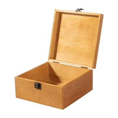 USEEKOO Vintage 7.8''X7.8''X3.9'' Wooden Storage Box Container with Hinged Lid and Front