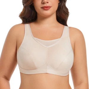 Womens Wirefree Sports Bra Plus Size High Impact No Bounce Full Coverage Bras - Picture 1 of 32