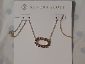 NEW Kendra Scott Elisa Open Frame Ruby Pendant Necklace Gold