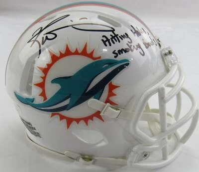 JP'S SPORTS AND ROCK SOLID PROMOTIONS Ricky Williams Signed Auto Autograph Dolphins Mini Helmet w/ Hitting Holes Insc