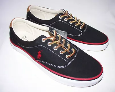 Polo Ralph Lauren Keaton-Pony Low Sneaker, Canvas Upper, Black, New Foto 1 de 4