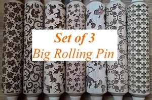 Set of 3 Embossing Rolling Pin for Cookies.Choose ANY pattern from our shop! - Picture 1 of 2