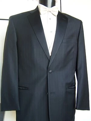 BLACK PERRY ELLIS STERLING TUXEDO Jacket with Pant Option Subtle Stripe - Image 1 of 4