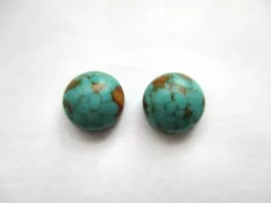 NATURAL STONE COPPER TURQUOISE STUD EARRINGS 8MM - Picture 1 of 1
