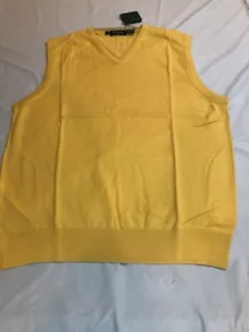 Bobby Jones Men's Sweater Vest Yellow V Neck Sleeveless Ribbed Pima Cotton Sz L - Picture 1 of 6