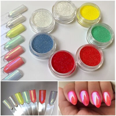 NEON EFFECT Pixel Thin NAIL ART GLITTER IRIDESCENT SEQUINS Powder Cinderella UK