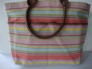 Gap Multi-Color Pastel Strip Canvas Tote Bag Large Women - NWOT - Picture 1 of 12