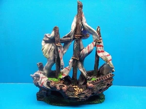 Sailing Galleon Pirate Shipwreck YM0863 Heavy Aquarium Decoration Hand Painted - Picture 1 of 3