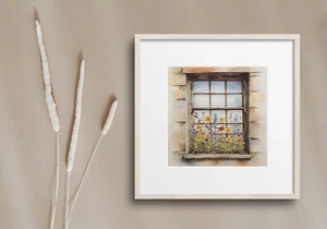 Fiori selvatici alla finestra motivo punto croce contato ad acquerello - Foto 1 di 5