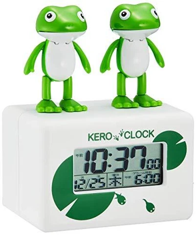 Rhythm Kero Clock 2 Singing / Talking Cute Frogs Alarm Digital Clock White Cover