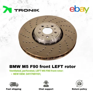 New genuine BMW M5 F90 front 395x36 LEFT disc 34117991101 ventilated - Picture 1 of 3