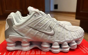 Nike Women's Shox TL White Metallic Silver AR3566 100 Size 7.5 - Picture 1 of 9