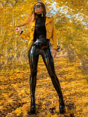 Mujer Strethcy Wet LOOK Vinilo Leggings Pantalón Cuero PU Brillantes Trajes Pantalones Foto 1 de 4