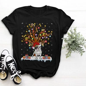 Bulldog Lighting Xmas Gift French Bulldog Christmas Tree T-Shirt - Picture 1 of 3
