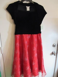 Bonnie Jean Dress Girls Size 14 Plus Black Velvet Red Metallic NWT Teen - Picture 1 of 10