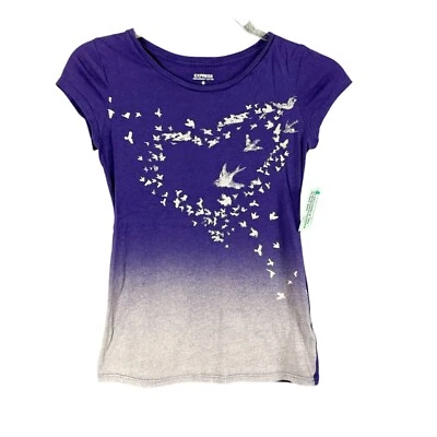 De Colección Express Gráfico Lentejuelas Pájaro Top Púrpura Y2K Camisa Ombre Vuelo ❤️ Formación XS Foto 1 de 4