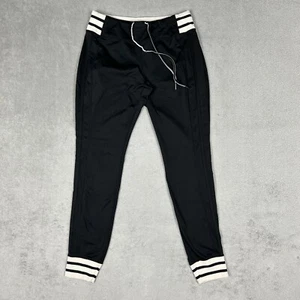 Womens Athleta Pants Sz Small Black Tapered Joggers Striped Gym Sweats Pockets - Picture 1 of 11